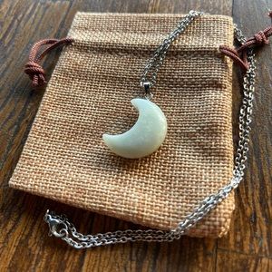 Amazonite Moon Necklace Crystal Moon Necklace Amazonite Pendant